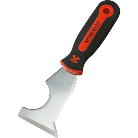 Couteau multi-usages – Manche bimatière ergonomique – Lame inox épaisse – Pour décaper, racler et élargir les fissures – Outil de préparation des surfaces