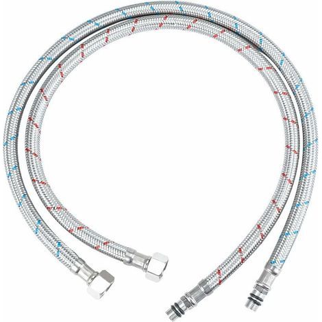 2 Pièces Tuyau Flexible, 60 CM/23.6 Inch Tuyaux de Raccordement Flexibles Robinets G3/8 x M10 Tuyau, Tressé Acier Inoxydable Flexible Robinet Rallonge Lavabo Tubes pour Cuisine Lavabo Salle de B (1/4)