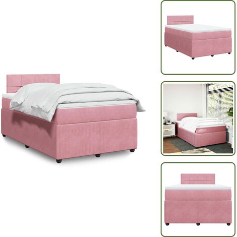Sommier à lattes de lit avec matelas rose 120x190 cm velours - Sommier À Lattes De Lit - Sommiers À Lattes De Lit - Lit - Meuble De Chambre À Coucher (1/5)