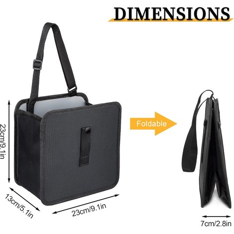 Cestino per rifiuti pieghevole da appendere per auto, sacco per rifiuti impermeabile a prova di perdite, organizer per veicoli per auto, SUV, camion, minivan, 7L (nero) (1/4)