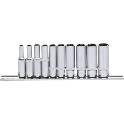 KS TOOLS 1/4" CHROMEplus Juego de vasos hexagonales largos 10 pzs. 4-13 mm - 918.0610 (1/2)