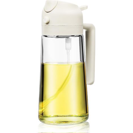 Flacon pulvérisateur huile verre 470cm blanc 2 en 1 verseur cuisine salade BBQ qualité pro usage quotidien (1/5)