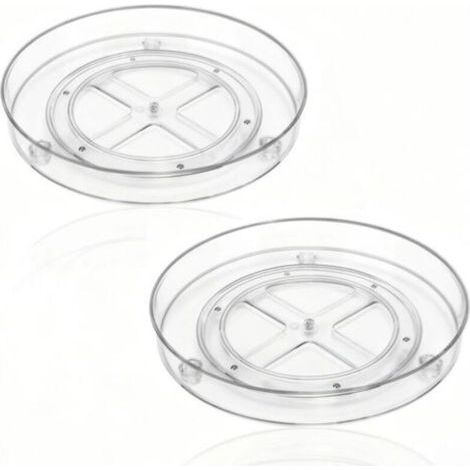 2 Pièces Rotation à 360° Porte Épices Rotatif Plateau Tournant Frigo Transparent Plateau à Epices Tournant 235 cm de Diamètre pour Ranger Cosmétiques Épices Petits Outils (1/4)
