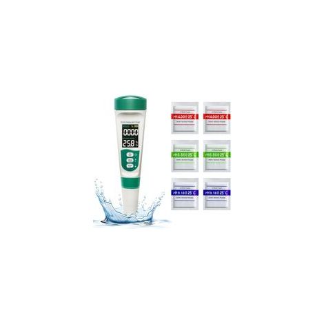 pH Metre Electronique, Kit de Testeur Piscine 5 en 1, Testeur pH/TDS/EC/Salinité/Température, Écran Rétroéclairé VA, Testeur Sel Piscine, pour Eau Potable, Aquarium, Piscine