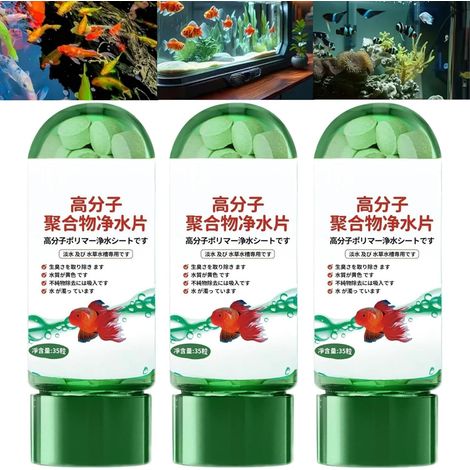 Lot de 3 puissantes tablettes de purification d'eau pour aquarium, purification rapide de l'eau, tablettes de purification de l'eau, agent de purification de l'eau pour aquarium, purification de (1/5)