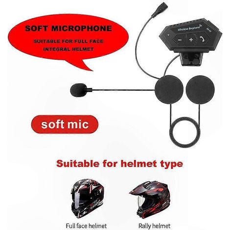 Casque Moto Bluetooth V4.2 avec Réduction de Bruit, Kit Mains Libres pour Casque, Écouteur sans Fil pour Conduite, Partage Musical et Appels Clairs, Homme et Femme (1/5)