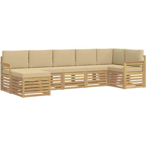 Set di divani da esterno 6 pcs Bianco e Beige vidaXL