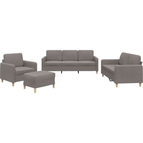 vidaXL Set di Divani 4 pz con Cuscini Tortora in Tessuto (1/5)