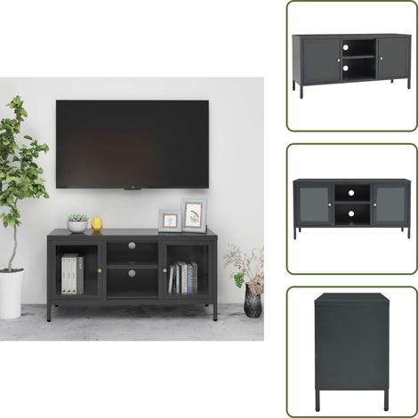 Mobile in vetro - vidaXL Mobile TV Antracite 105x35x52 cm in Acciaio e Vetro - Mobile TV antracite