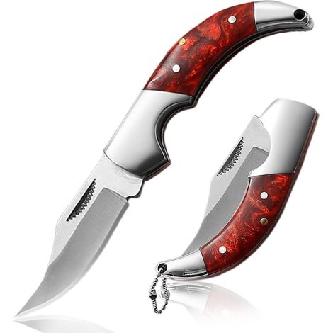 Mini Klappmesser Edelstahl mit Schlüsselanhänger, Zweihand-Messer für EDC