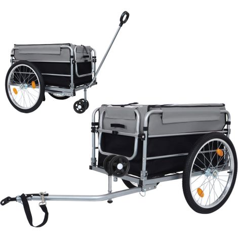 Remorque cargo robuste pour vélo (jusqu'à 100 kg) avec roues de 20 pouces – remorque idéale pour faire les courses, avec attelage sécurisé, housse amovible et tissu Oxford résistant. (1/5)