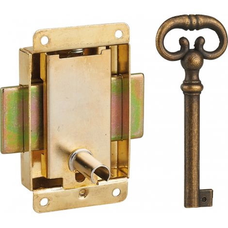 Serratura con alette 40 mm, finitura ottone, 1 chiave – THIRARD (1/2)