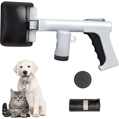 Dog Poop Scoop, Poop Grabber with Cat Poop Bag, Portable Poop Scoop Trash Can for Dogs and Cats Indoor Outdoor Dog Pooper Scooper (Black) (1/5)