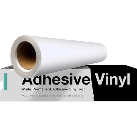 Rollo de vinilo adhesivo, adhesión duradera, soporte fácil de usar, blanco mate, 30 x 900 cm (12 pulgadas x 30 pies). (1/2)