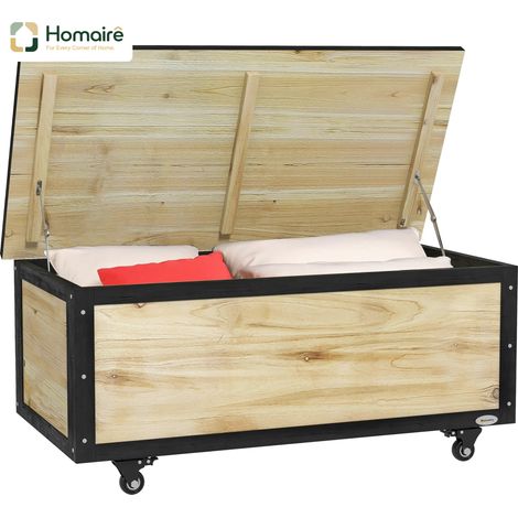 HOMAIRE Gartenbox Holz 121L mit Rollen, kiste weatherbeständige für Balkon und Terrasse