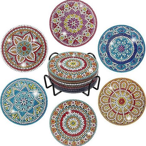 6er-Set Mandala-Untersetzer zum Selbermachen mit Diamanten - 6er-Set Mandala-Untersetzer zum Selbermachen mit Diamanten (1/5)
