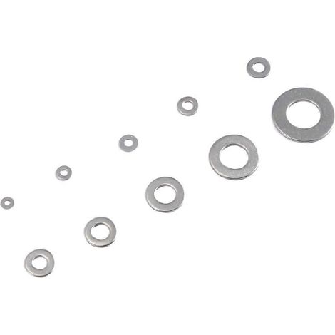 Kit d'assortiment de 600 rondelles plates en acier inoxydable (M1.6, M2, M2.5, M3, M3.5, M5, M6, M8, M10). (1/4)
