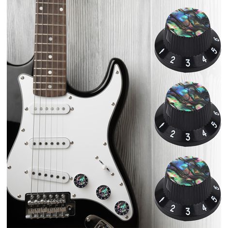 Kit de 3 Boutons de Commande pour Guitare Électrique - Accessoires de Remplacement Noir (1/4)