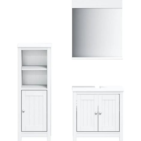 Set di 3 mobili da bagno space-saving design elegante 60 x 34 x 59 cm in legno di pino bianco 020055518