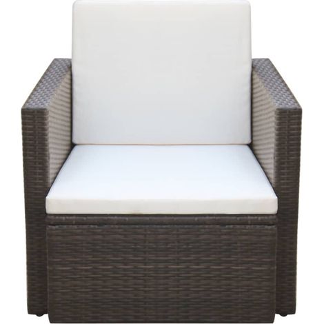 Maison Exclusive - Sedia da Giardino con Cuscini in Polyrattan Marrone (1/5)