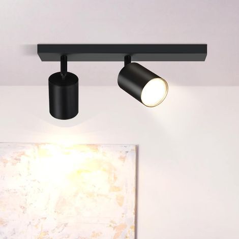 Ceiling Spotlights, Metal, 350° Rotatable, GU10, Black, Indoor (1/5)