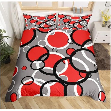 Géométrie Circle Housse de Couette Géométrique Parure de Lit 240x260cm Stripe Lines Sets de Housse de Couette Super Doux - F6Q
