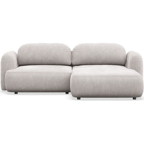 Selsey Tvoya – Ecksofa mit Schlaffunktion, Ottomane rechts, grau-beige Chenille
