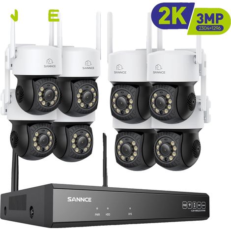 Sistema di sorveglianza wireless, visione notturna, ingresso a 16 canali, 8 telecamere 71DC da 3 MP, Nessuno (1/2)