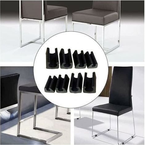 34pcs Patin Pied Chaise Tube Embout Tampon Capuchon Bouchon Protection Plancher Meuble Forme U en Plastique Chaise Casquettes,Chaise Jambe Caps Silicone Tube Pince (14mm,Noir) (1/3)