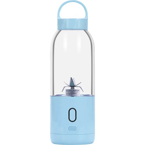 Extracteur de jus portable multifonctionnel (bleu) 500 ml, 6 lames, haute puissance, avec bouteille d'eau. (1/5)