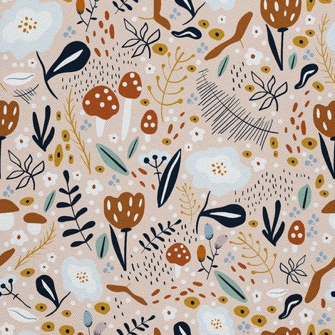 Tela Oxford decorativa para exteriores - motivo de flores y setas I DX303 (1/5)