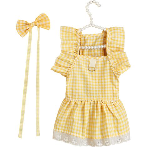 1 robe pour chien rayée, manches bouffantes et volants, coton respirant, taille S à XL, pour chiennes et chats petits (1/5)