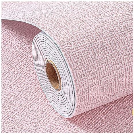 Self-Adhesive Wallpaper Removable Furniture Wallpaper 50cm x 5m Textured Grasscloth Adhesive Wallpaper for Bedroom Wardrobe, Rose (1/5)