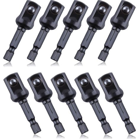 Lot de 10 adaptateurs de douille carrés de 1,27 cm, adaptateur de douille hexagonale de 6,35 mm vers 1,27 cm, adaptateur de douille à impact pour visseuse à percussion, embouts de tournevis (1/5)