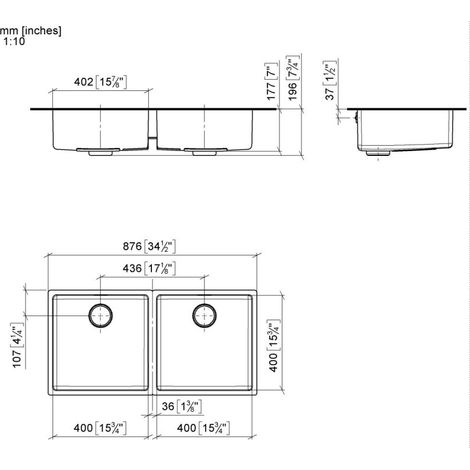 DORNBRACHT 38240004-86 Évier double SÉRIE NEUTRE 38240004