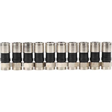 10 Stück RG6 Quetschstecker Typ F F Kabel Antennen-Video-Satellitenadapter (F-005)