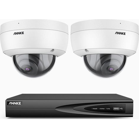 ANNKE 5MP 4 canali PoE sistema di sicurezza per esterni 2 telecamere, Kit Videosorveglianza visione notturna (1/5)