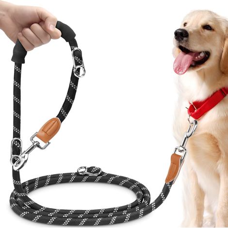 Laisse Réglable 3 m, Multifonctionnelle 3 Points Robuste avec Poignée Confort pour 2 Chiens, Longe pour Petite à Grande Taille, Promenade, Dressage, Entraînement (1/5)