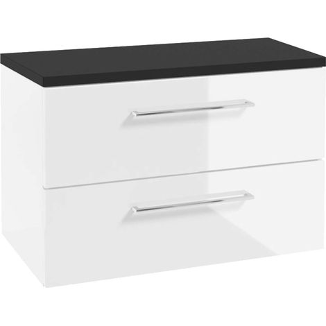 kielle Vega - Mueble con encimera debajo del fregadero 80x50x46 cm, blanco brillante/negro mate 50018S830 (1/3)