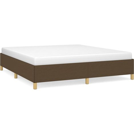 Lit double  Lit adulte  Cadre de lit marron foncé 160x200 cm tissu