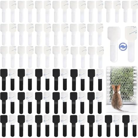 80 Pièces Crochet Fixation Filet Chat pour Filet de Chat, Crochets Adhésifs Extérieur pour Filet de Chat, Crochets Adhésifs Dd'extérieur Transparents pour Filet de Chat (1/4)