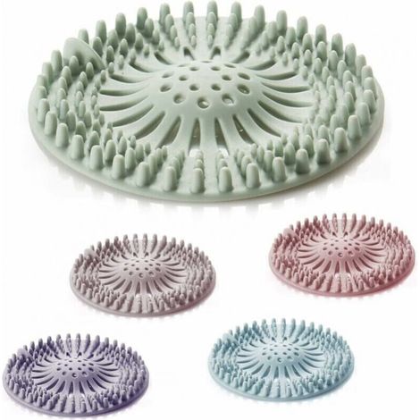 5-Piece Shower Drain Cover, Silicone Shower Filter, Hair Drain Plug with Suction Cup for Kitchen and Bathroom (1/4)
