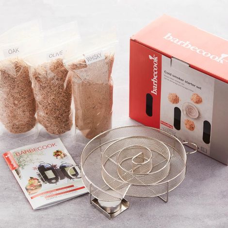 Set de démarrage fumage à froid – Générateur de fumée froide – 3 sciures : olive, whisky, chêne – Fumoir pour saumon, fromages, charcuterie – Barbecook (1/5)