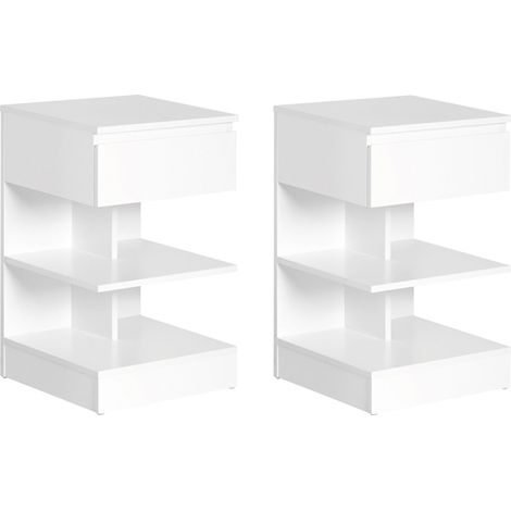 SoBuy Bedside Table Set With 1 Drawer White 38,99x38,99x65cm Functional FBT49-WX2