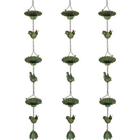 Ensemble de 3 chaînes de pluie, vert, 123 cm, pour maison et usage quotidien, format pratique, style moderne et facile à associer
