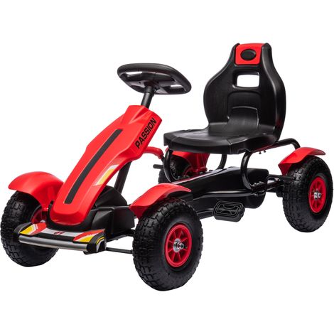 Go kart à pédales pour enfants 5-12 ans avec siège réglable et frein à main, 121x58x61 cm, rouge (1/5)