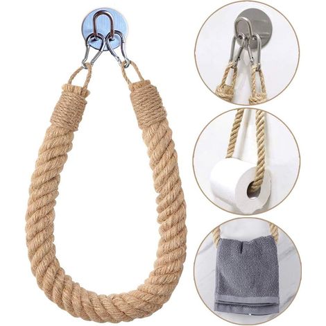 Porte-serviettes en jute industriel pour salle de bain, support (1/5)