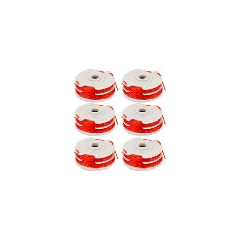 Lot de 6 bobines de rechange FLY021 pour débroussailleuses sans fil Flymo des séries Contour, Power Trim, Mini Trim, Multi Trim et Revolution, avec fil de coupe à double alimentation automatique (1/5)