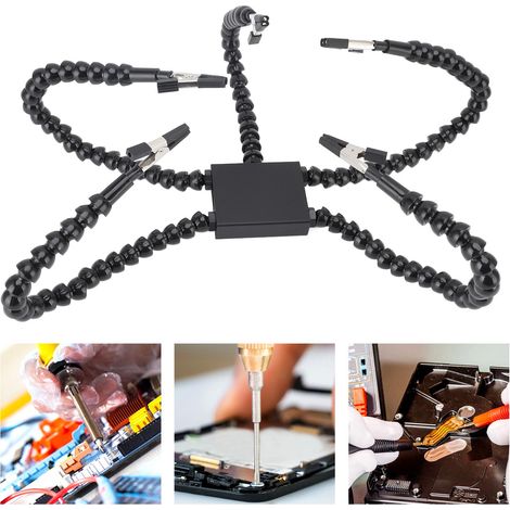 Lötstation mit flexiblen Armen – 6 x 360° drehbare Klemmen, rutschfest, PC-Material – Für Schaltungen, Schmuck- und Modellbau (1/5)
