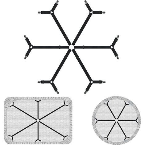 Lntyq Attaches de drap de lit croisées élastiques améliorées, sangles de support de drap de lit réglables en croix à 6 directions, clips de drap-housse pour matelas double, queen, king (noir)